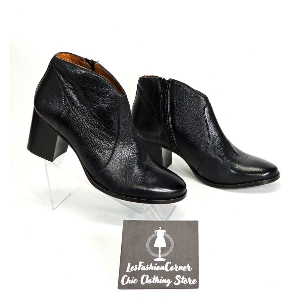 Frye Women’s Black Leather Nora Zip Short Ankle Block Heel Boot Size 9B 1778 - Picture 3 of 16